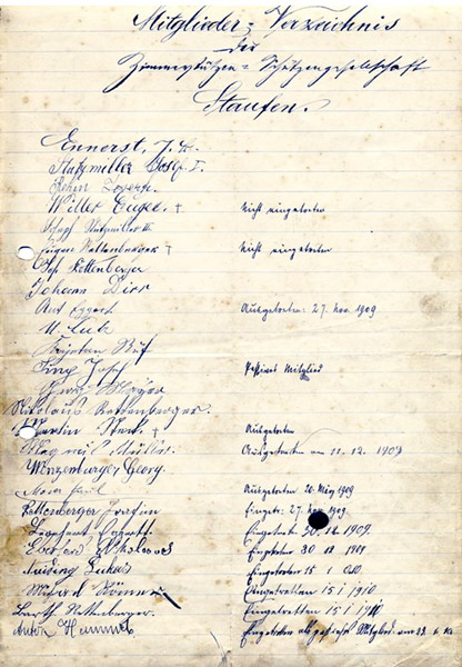 Das Mitgliederverzeichnis 1907